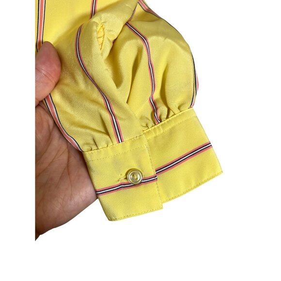 Retro Striped Top 10 Yellow Old Money Preppy Boho Classic Chic Glam Workwear 70s - Picture 2 of 10